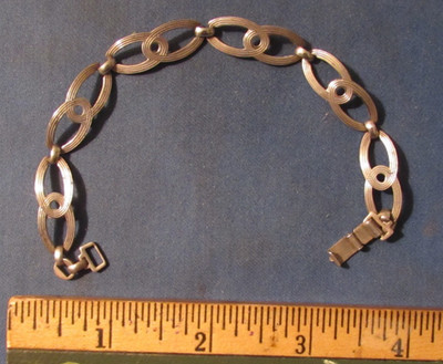 VINTAGE SIGNED WRE W E RICHARDS STERLING SILVER LINK BRACELET 7 1/4 ''