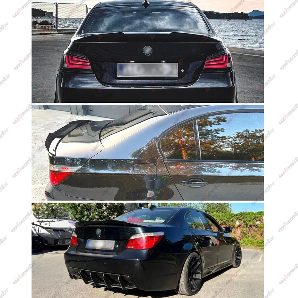 GLOSS BLACK PSM STYLE HIGHKICK TRUNK SPOILER WING FOR 04-10 BMW E60 525i 530i M5 - Imagem 2 de 4