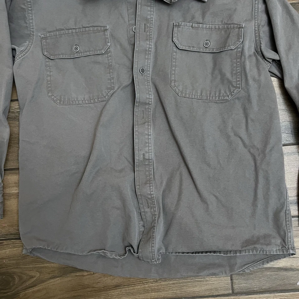 Red Head Shirt Mens Large  Gray Long Sleeve Button Front Two Pocket 100% Cotton - Image 3 of 4