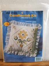 Creative Moments Candlewick 13" Pillow Kit 8265 Yellow Daisy Vintage Lace Trim