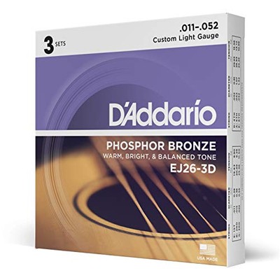 D'Addario Gitarrensaiten - Phosphorbronze Akustikgitarrensaiten - EJ26-3D -
