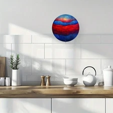 1pc 2D Autumn Harmony Round Aluminum Wall Art- Abstract Romantic Garden and Wind