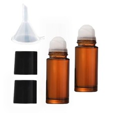 2Pcs Brown 30ml Glass Essential Oil Roller Bottles Refillable Roll on Bottles...