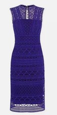 Karen Millen Guipure Lace Black and Blue Dress Size uk 14