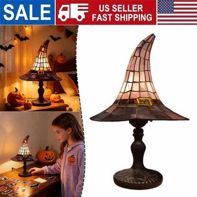 Witch Hat Lamp Gothic Decor,Vintage Halloween Night Lights,Goth Table Lamps