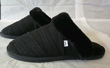 Toms VALERIE Women's Black Sweater Knit Faux Fur-Lined Slide SLIPPERS Size 8