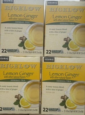 Bigelow Lemon Ginger Herbal Tea Keurig K-Cup Pods 22 Ct 4 Pack 88 Pods Check BB!