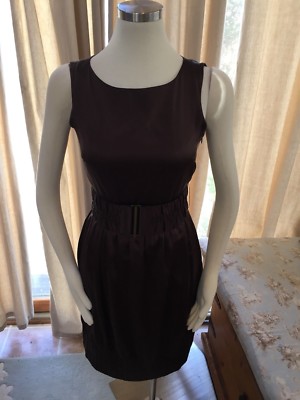 Antonio Melani Chocolate Brown Silk Belted Dress 2 Excellent | eBay