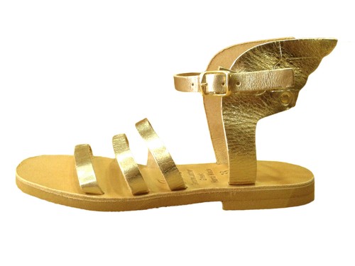 Antike griechische Damen-Sandalen geflügelte römische Leder handgefertigte Schuhe Gladiator Rutsche - Bild 4 von 5
