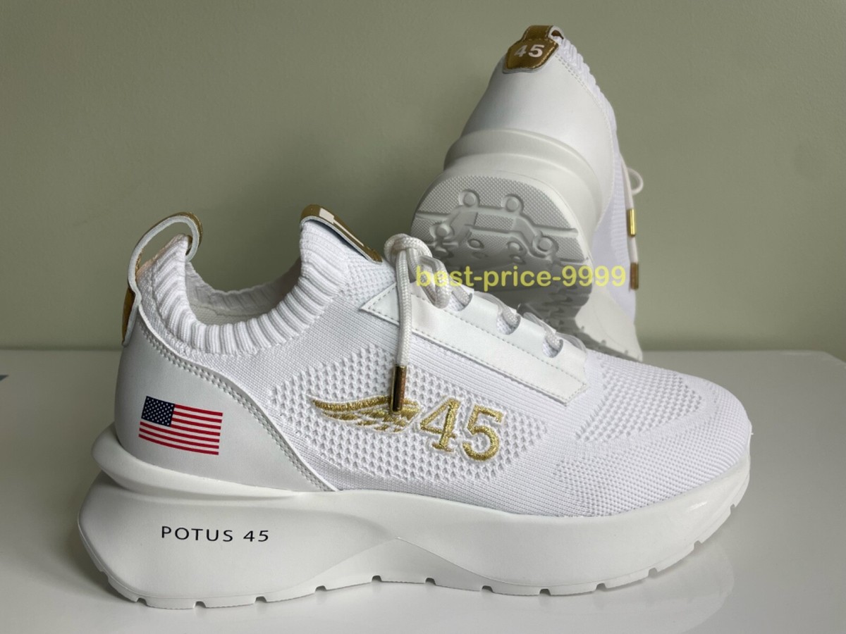 Donald Trump POTUS‎ 45 Sneakers Mens Size 10 White Gold MAGA Shoes Authentic NEW Donald Trump Plays to MAGA Sneakerheads With $399 High Tops  main image 4