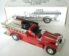 Ertl Dubuque Iowa1926 Seagrave Firetruck Bank w/Key 1/30 Scale NEW Made in USA