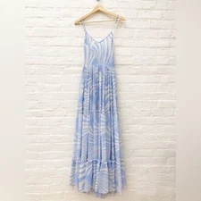 MISA Los Angeles || Kalita Strappy Tiered Maxi Dress Casablanca Blue Small NWT
