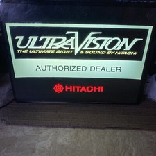 VINTAGE LIGHTED DEALERSHIP SIGN HITACHI DEALER ULTRAVISION circa 1989!