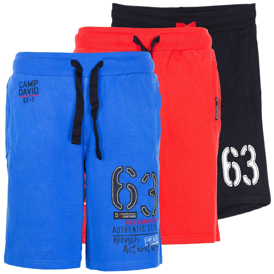Camp David Shorts Sweatpants Kurze Hose Bermudas Baumwolle Rot Blau Schwarz - Bild 1 von 1