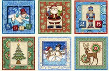 Christmas Santa Soldier Snowman Tree Deer Cotton Fabric Holiday QT 24" Panel