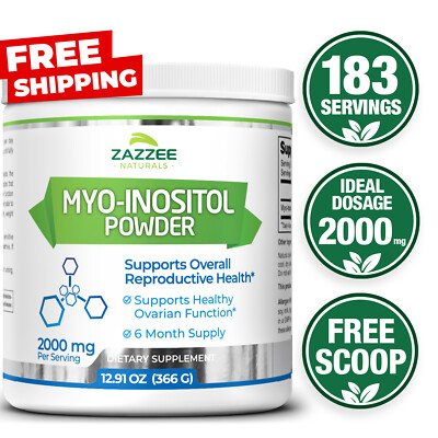 Pure Myo-Inositol Veggie Powder PCOS Fertility Vegan 12.91Ounces 183 Servings