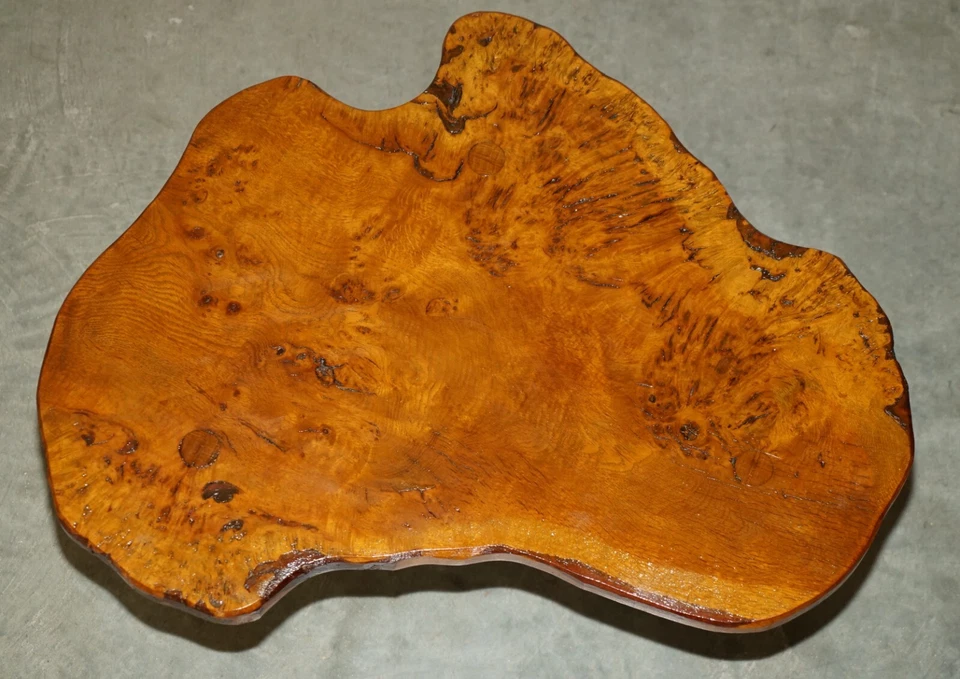 STUNNING LIVE EDGE SLAB COFFEE OR COCKTAIL TABLE IN BURR PIPPY OAK - Image 4 of 4