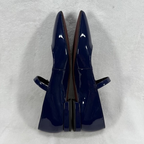 Franco Sarto Mary Jane Ballet Flats Pointed Toe Navy Blue Patent Leather Shoes 8 - Picture 9 of 12