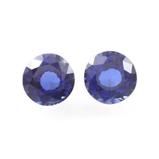 Natural Ceylon Royal Blue Sapphire Loose Round Gemstone Cut Matched Pair 8x8 MM