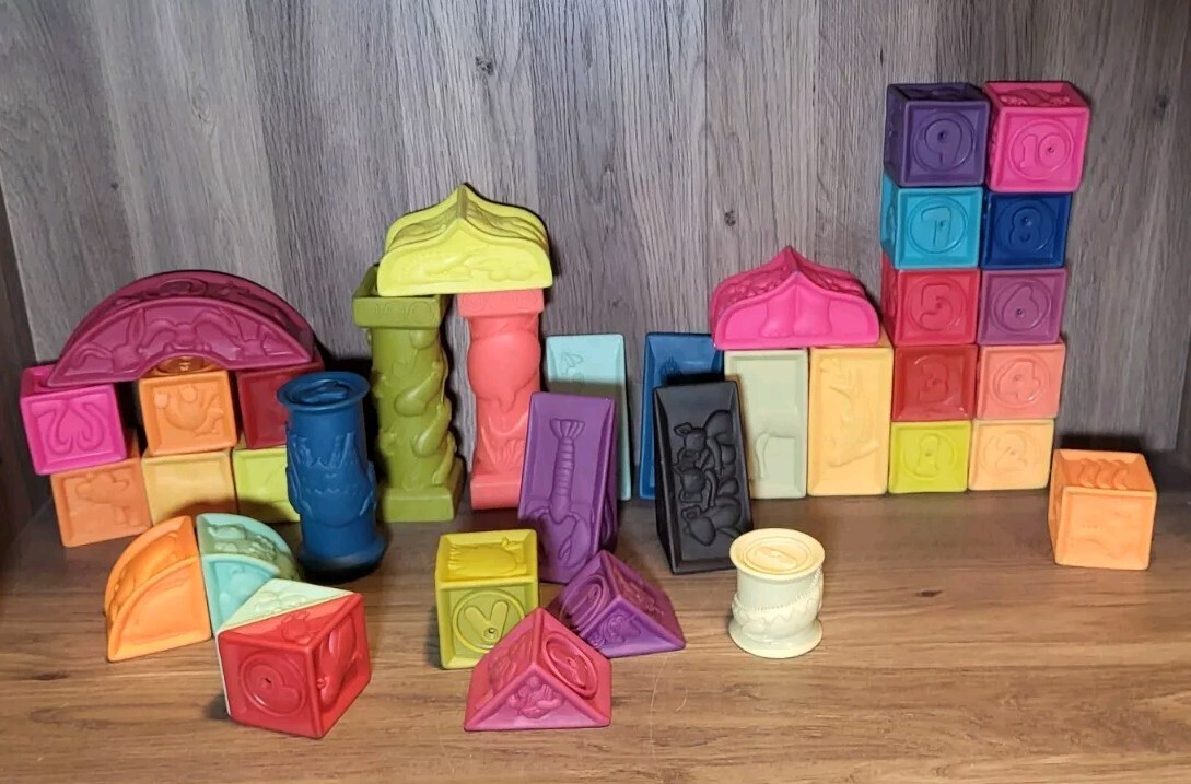 B. toys SOFT Squeeze Baby Blocks 48 Building Toddlers Educational