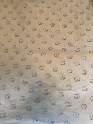 Ivory Ella Full Size White & Blue Elephant Cotton Flat Sheet + Fitted