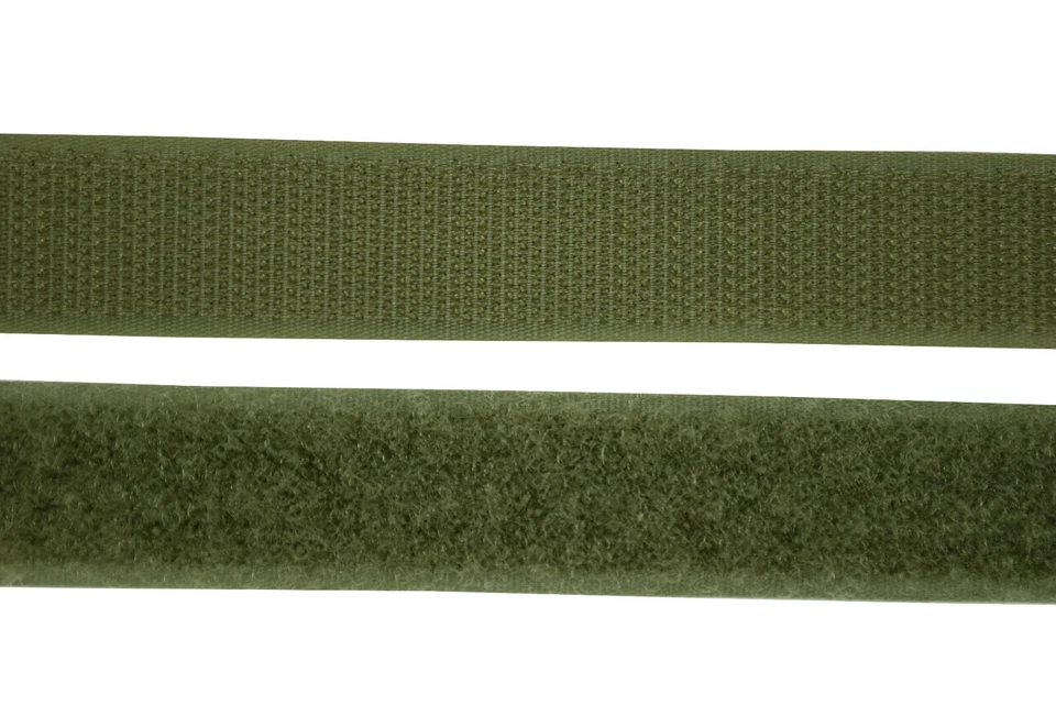 Klettband dunkel olive 20-100mm breit je 1m Klettband Haken + Flauschband