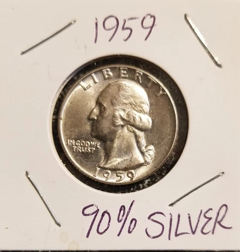 1959 SILVER Washington Quarter 25 cents US Coin AU Condition