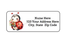 30 ADORABLE LADYBUG FLOWERS PERSONALIZED RETURN ADDRESS LABELS 1 in X 2.625 in
