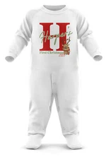 Baby Girls Personalised Reindeer Initial Name Romper Suit Christmas Present Xmas