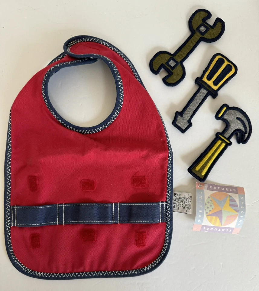 Gymboree Baby Boys Girls Removable Tools Bib Rainbow Tag Vintage 1998 NEW RARE - Image 3 of 4