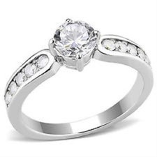 Women's Stainless Steel CZ Ring Size 5-10 Engagement Ring Band Wedding 3256