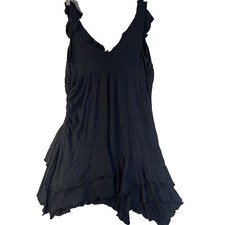 Wild Fable Womens Size Large Black Scalloped Dress w/ Ruched Side & Shoulder Tie