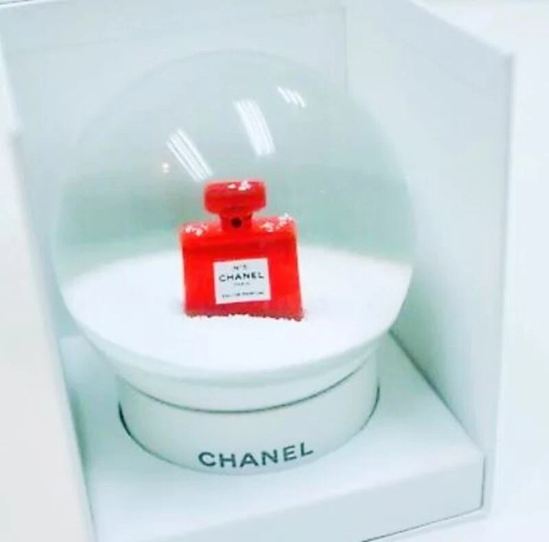 Chanel, Number 5 Perfume and Shopping Bag Red Snow Globe