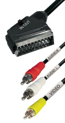 2m Kabel Adapter Scart 3x Cinch Composite Audio Video IN/OUT Umschalter VM11S 