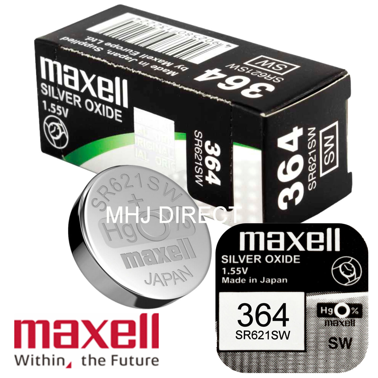 3 x Genuine Maxell SR621SW 364 AG1 SR60 Watch Batteries Silver Oxide Use By 2029