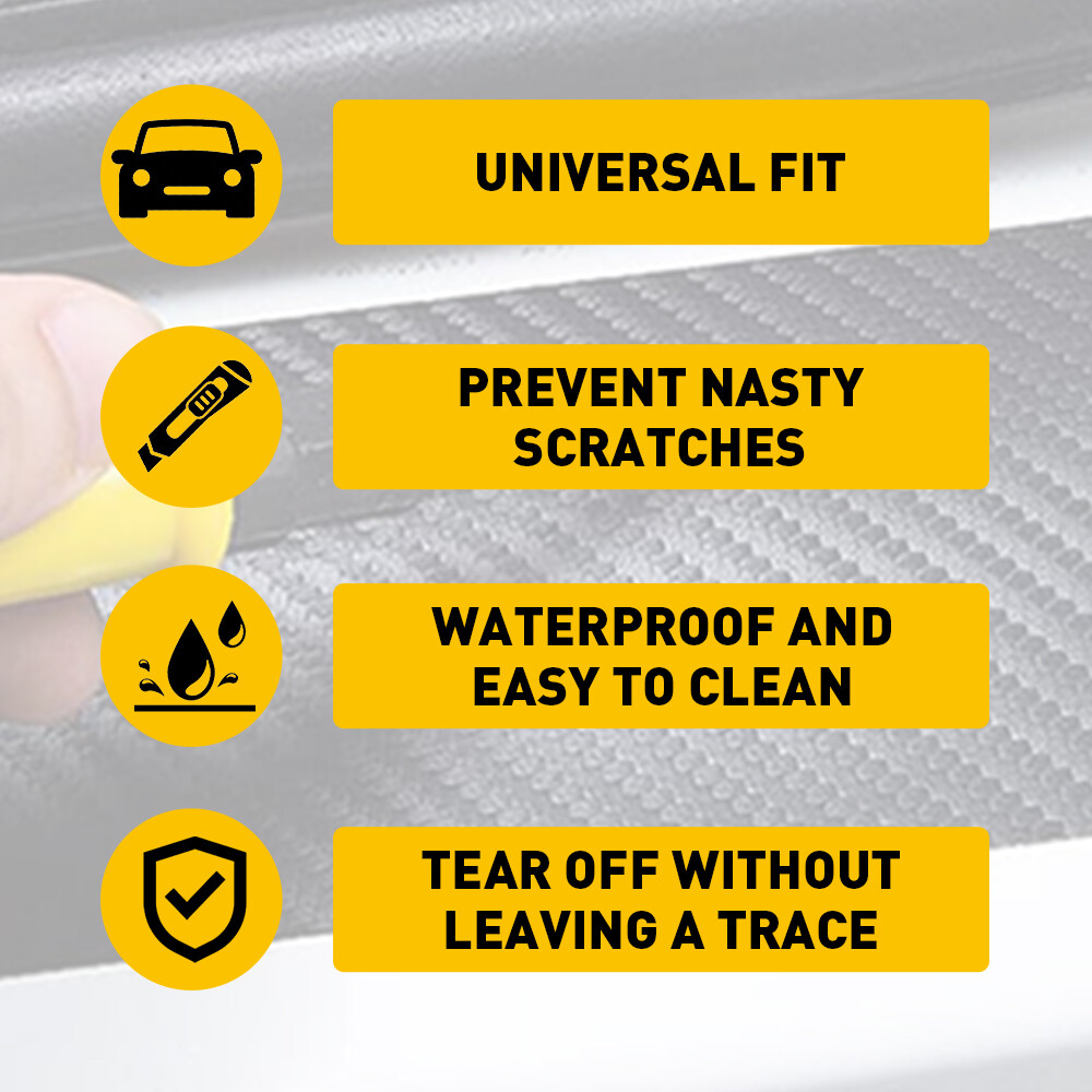 8pcs Tricolor Car Door Handle Stickers Carbon Fiber AntiScratch