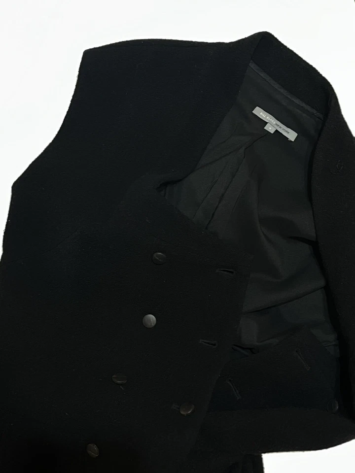 Vestido BILL BLASS Vintage Negro Lana Jersey Tejido Doble Pecho Sin Mangas Talla 8 Foto 4 de 4