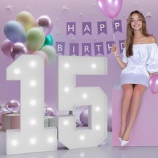 3FT Light Up Numbers 15, 15th Birthday Decorations for Girls Boys Her Him, Ma...
