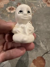 Rare Vintage Macrame Bead Ceramic Baby Ghost Ghost Baby Doll Figurine Halloween