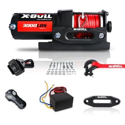 X-BULL Elektrische Seilwinde 12V 3000LBS Offroad Winde 1360kg Synthetisches Seil
