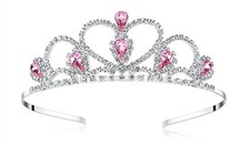 Lovelyshop Silver Rhinestone Princess Tiara for Girls Ages 5  8 pink