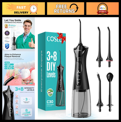 #ad Cordless Water Dental Flosser 4 Modes 300ML Tank IPX7 Waterproof Portable T $29.99