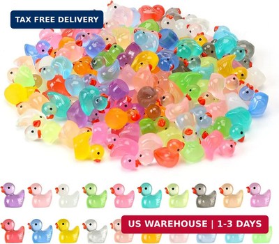 Mini Ducks 100 Pack Resin Tiny Ducks Luminous Animal Glow in The Dark Tiny Toys