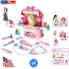 Pet Cat Care Carrier Suitcase Toy, 29PCS Vet Clinic and Doctor Kit for Kids, ...