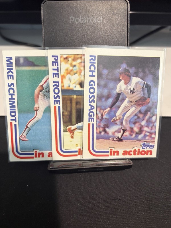 3 Card 1982 Topps In Action Lot- Gossage, Schmidt, Rose