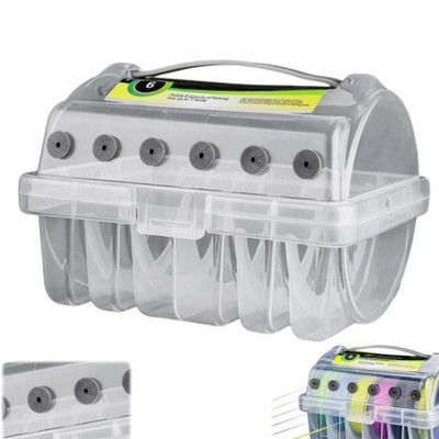 Fishing Line Spooler Organizer Box 6-Spool Storage Case Holder Tackle Tool Gears