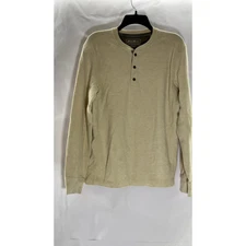 EDDIE BAUER Men's Beige Classic-Fit Long Sleeve Thermal Henley T-Shirt SZ M