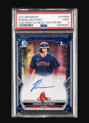 Roman Anthony 1st Bowman Chrome Blue Lunar Crater /150 PSA 9 2023