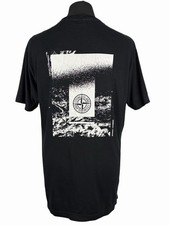 Stone Island Graphic Logo Print T Shirt Men's Black Pullover Casual Top XL