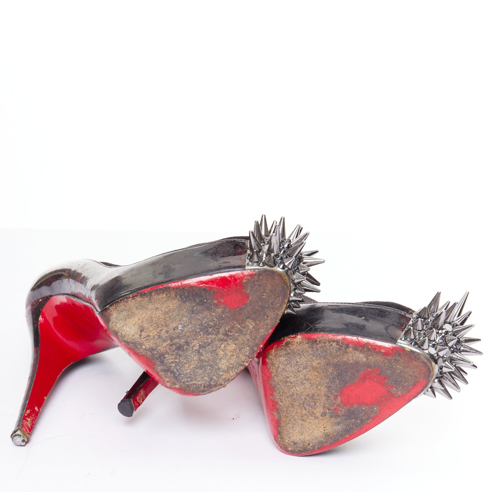 CHRISTIAN LOUBOUTIN Asteroid 140 black silver punk spike strass platform EU39